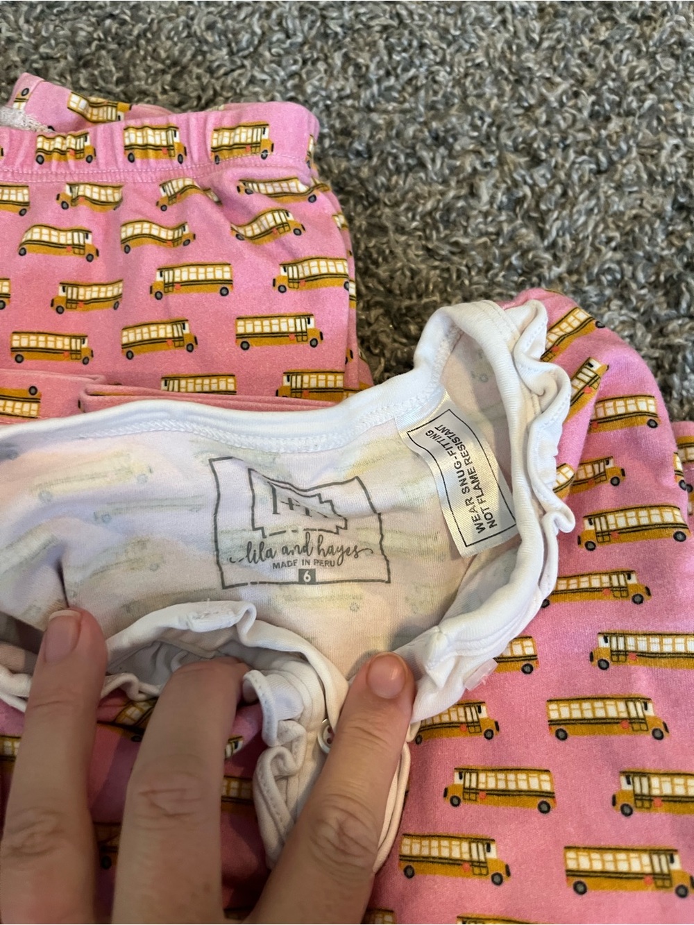 Lila & Hayes Pima pajamas size 6 girls School buses and Halloween long sleeve l - Picture 2 of 5